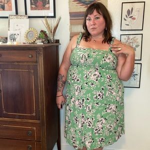 Green floral maxi dress